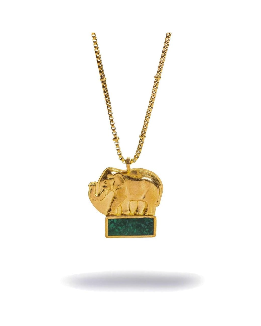 Ebru Jewelry Metallic Lucky Elephant Emerald Mosaic Pendant Necklace