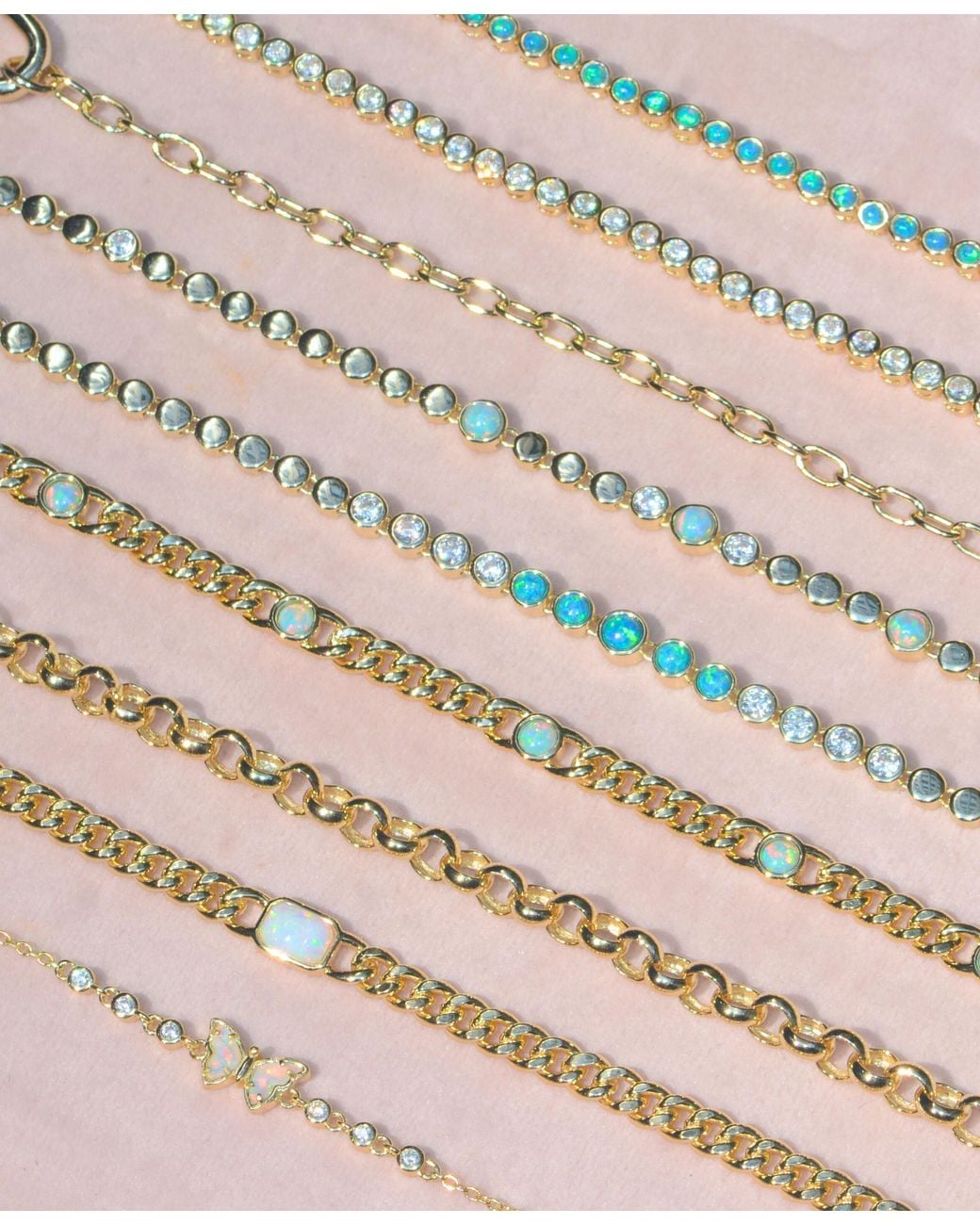 KAMARIA Metallic Emerald Cut Opal Curb Chain Bracelet