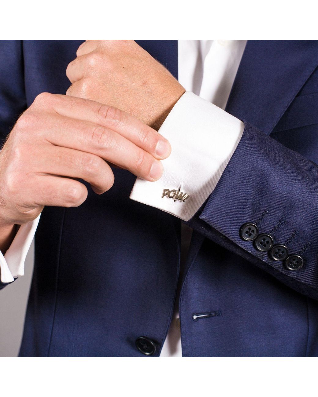Edge Only White Pow! Bam! Cufflinks Sterling for men
