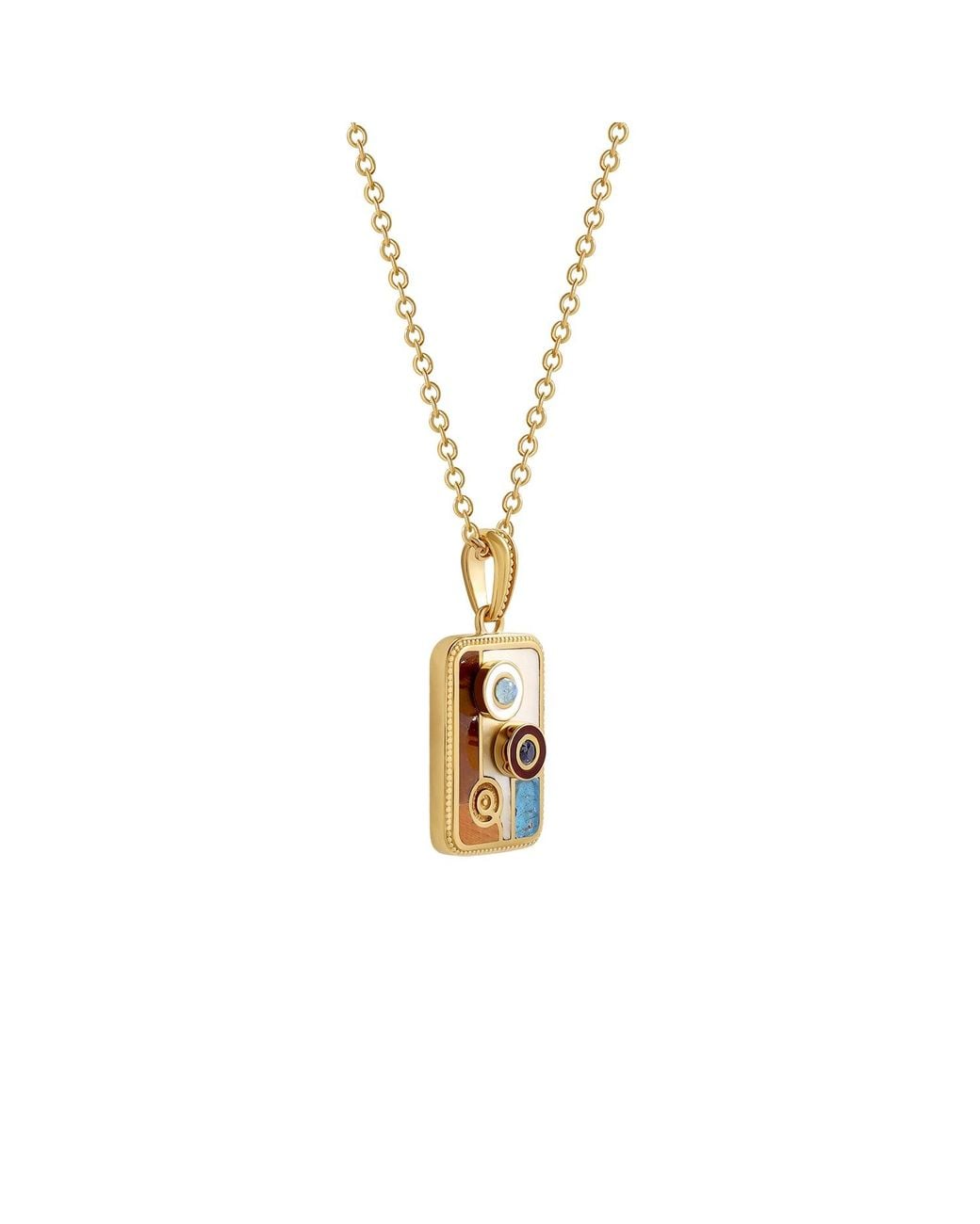Karma and Luck Metallic Refined Insight Two Dot Multi-Stone Mahjong Necklace