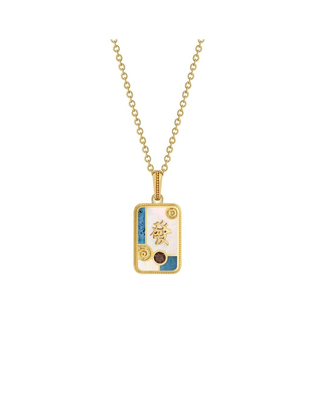 Karma and Luck Metallic Fortune Flow Dragon Multi-Stone Mahjong Necklace
