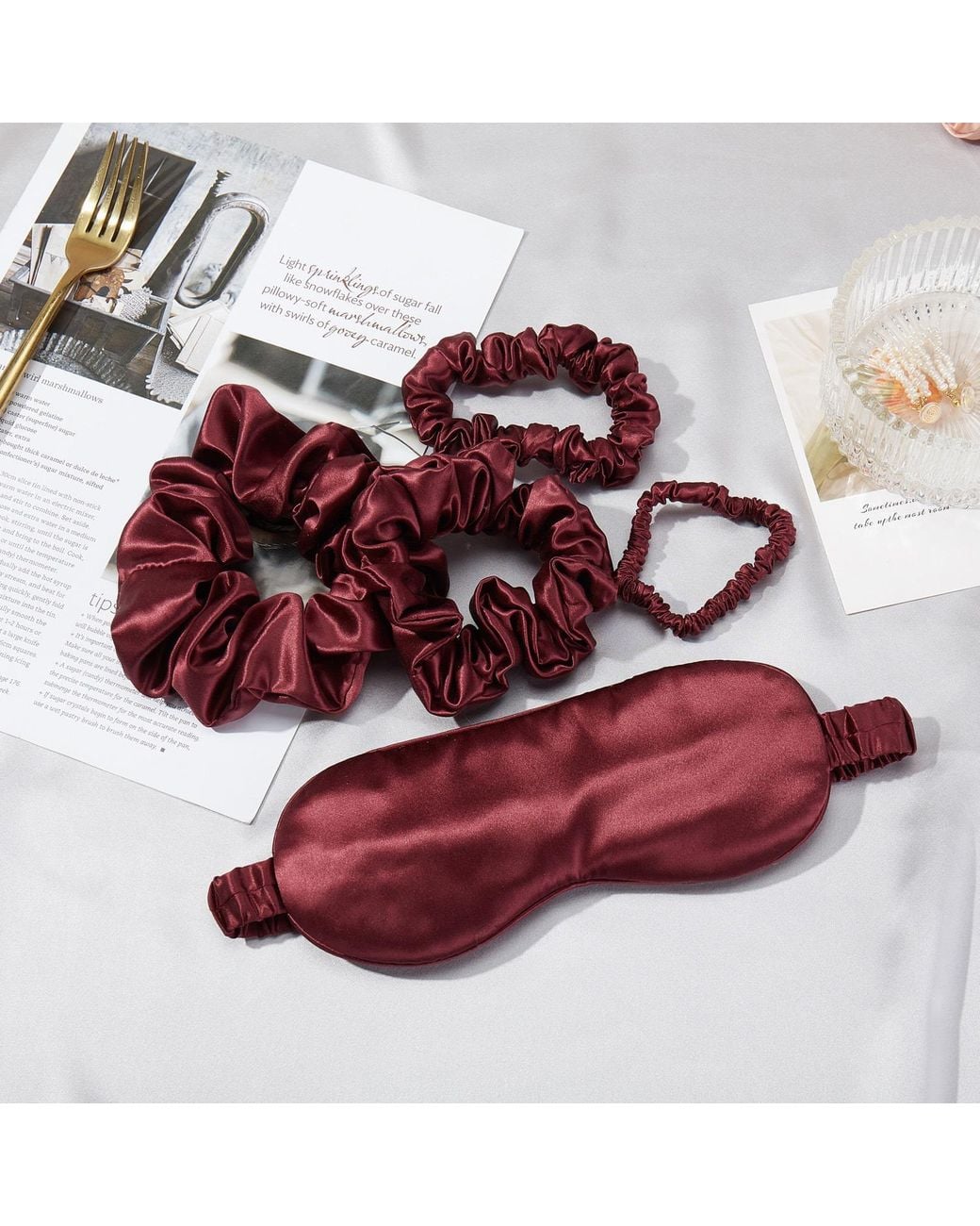 Soft Strokes Silk Red Pure Mulberry Silk Regular Scrunchie Set Of Five