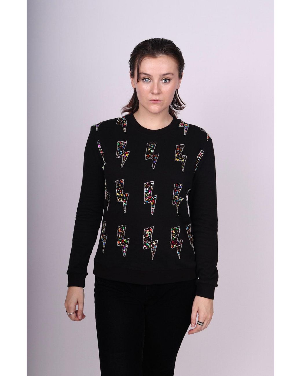 Any Old Iron Black Beaded Electric Lightning Sweatshirt for men