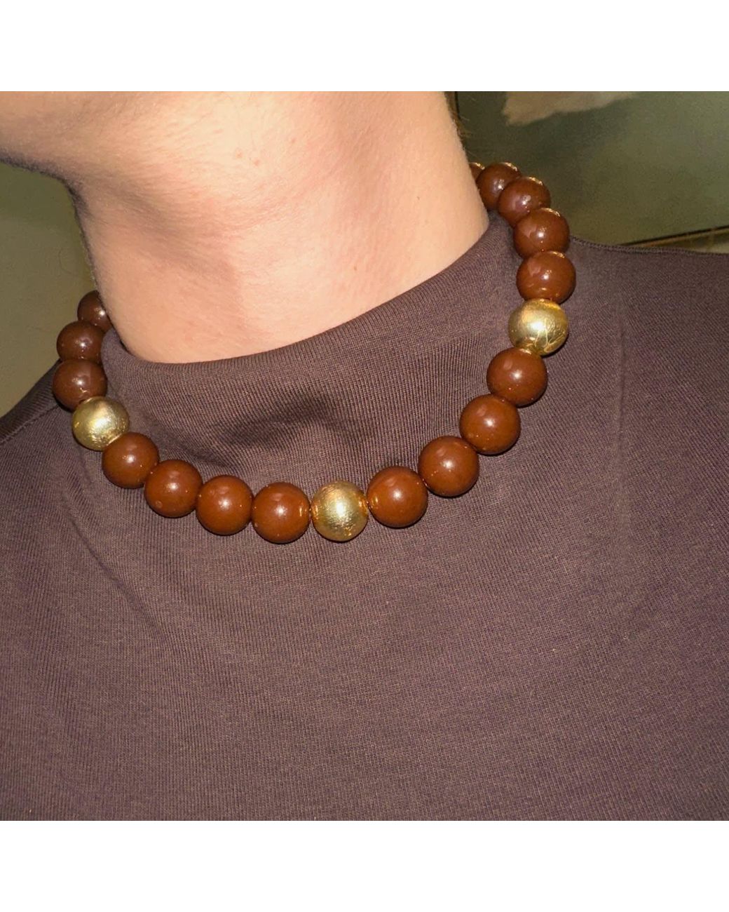 Eyeconic by Samar Ajram Brown Chunky Bead Necklace