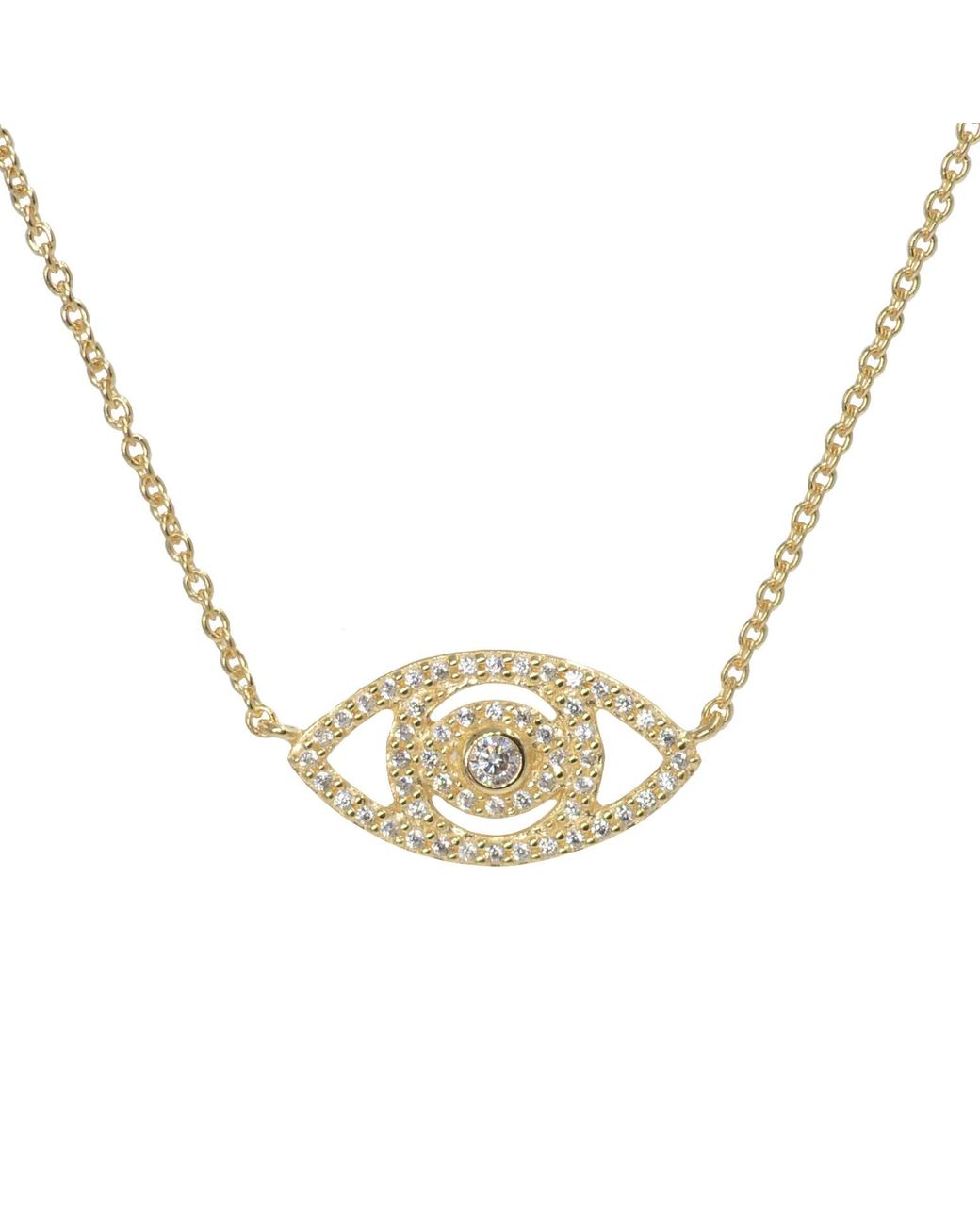 KAMARIA Metallic Evil Eye Necklace With Crystals