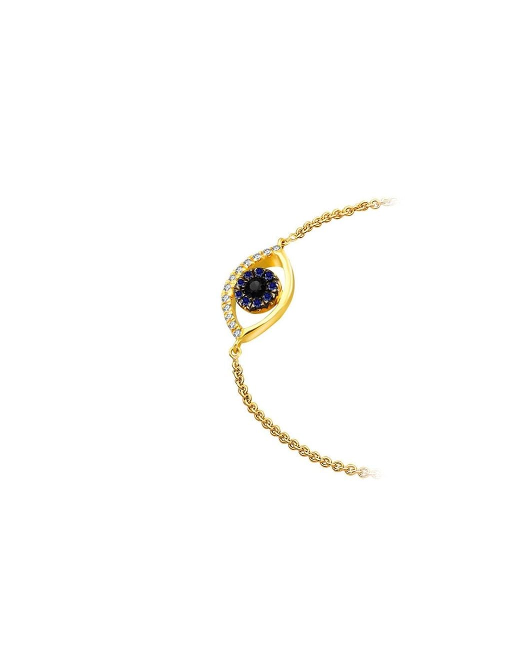 Genevieve Collection Metallic 18K Evil Eye Sapphire & Diamond Bracelet