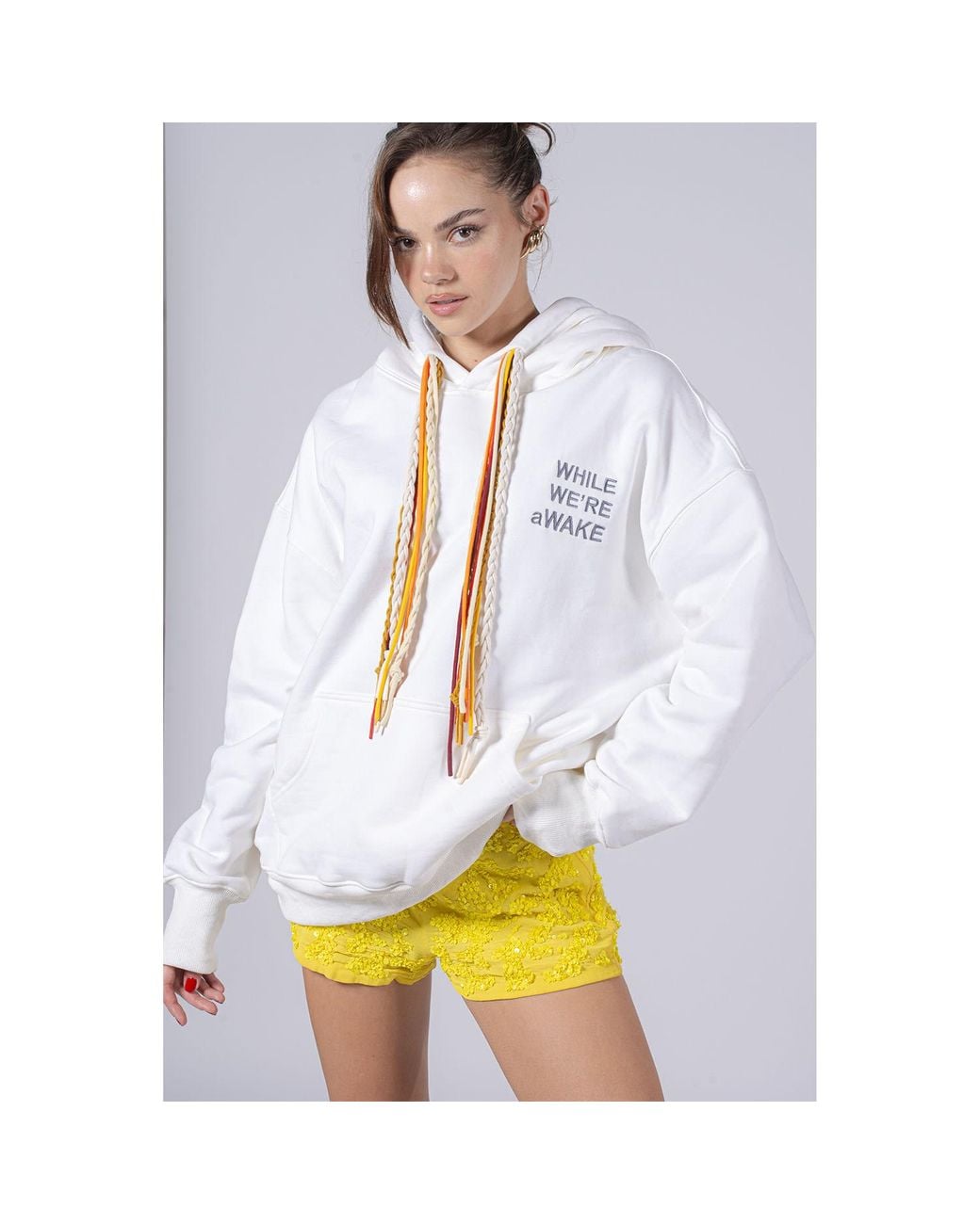 While We're Awake Blue Dark Multi String Hoodie