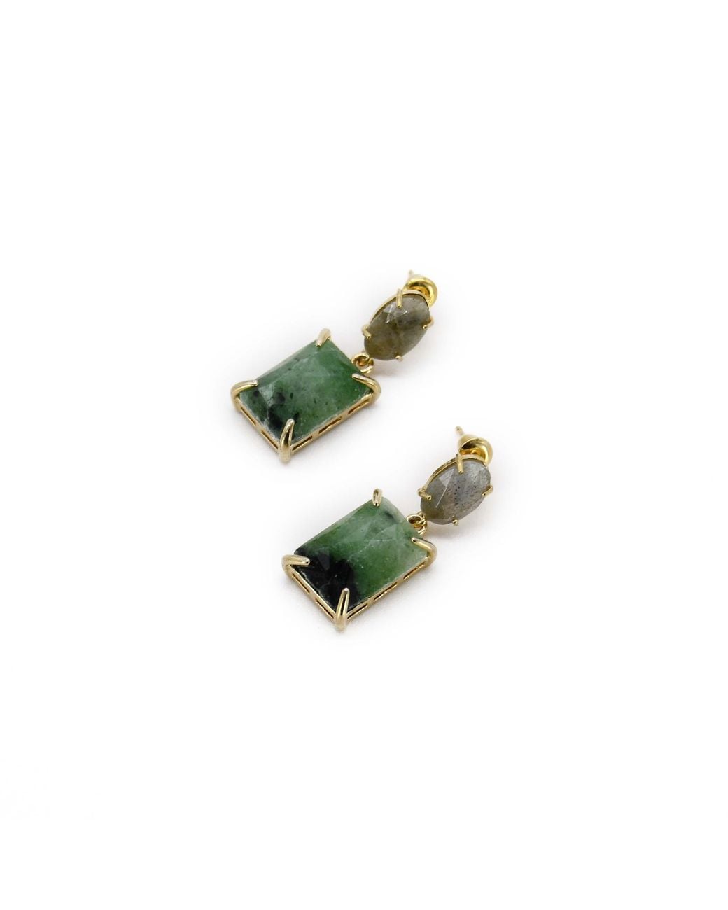 ADIBA Green Labradorite & Jade Agate Handmade Drop Earring