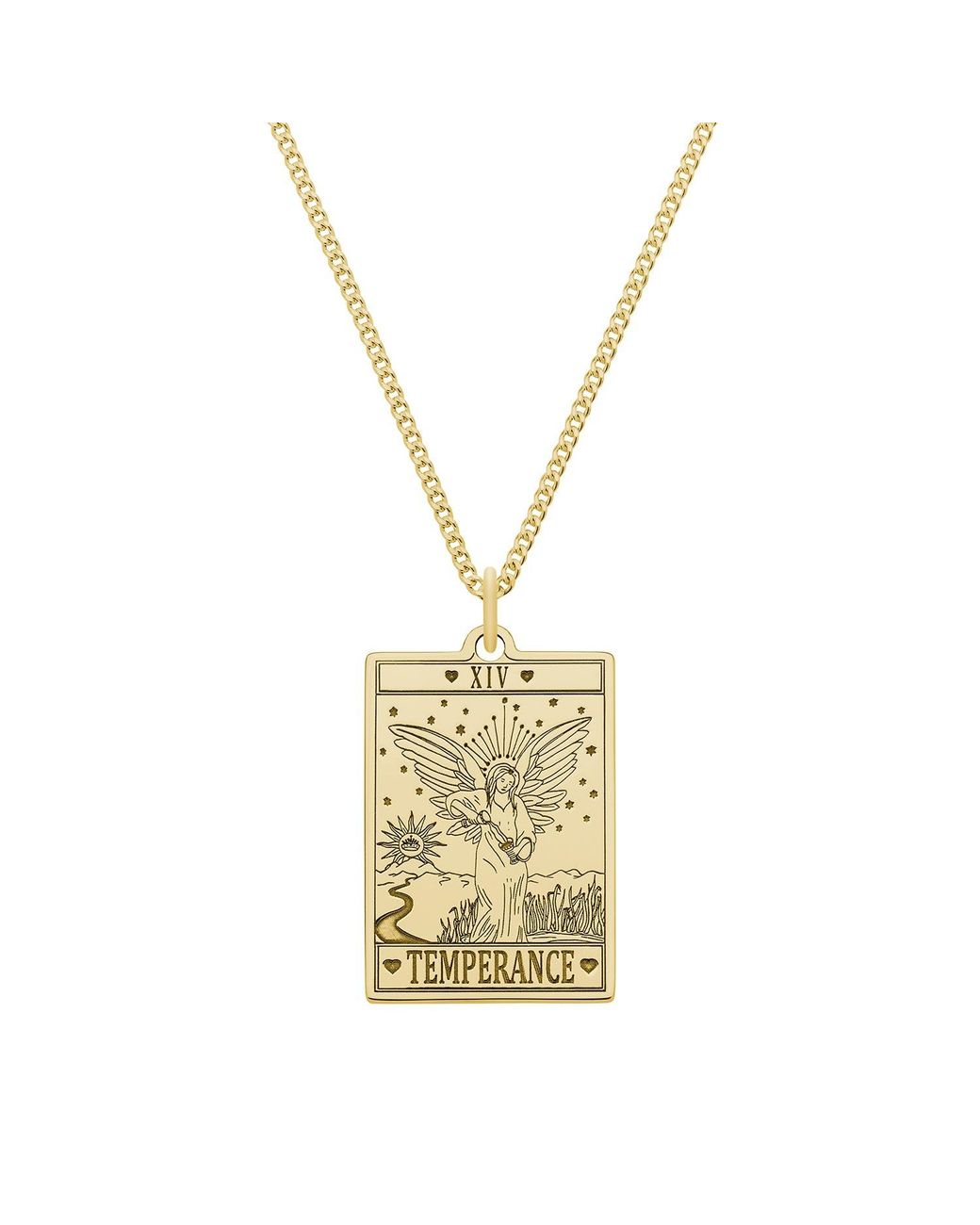 CarterGore Metallic Medium 9ct 375 Gold "temperance" Tarot Card Necklace