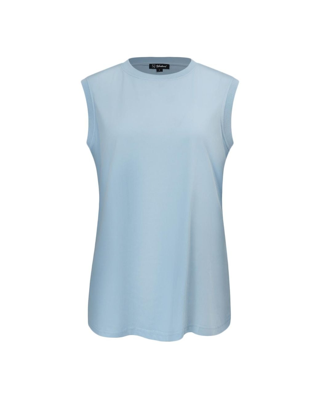 Smart and Joy Blue Sleeveless Cotton Blend Tank Top