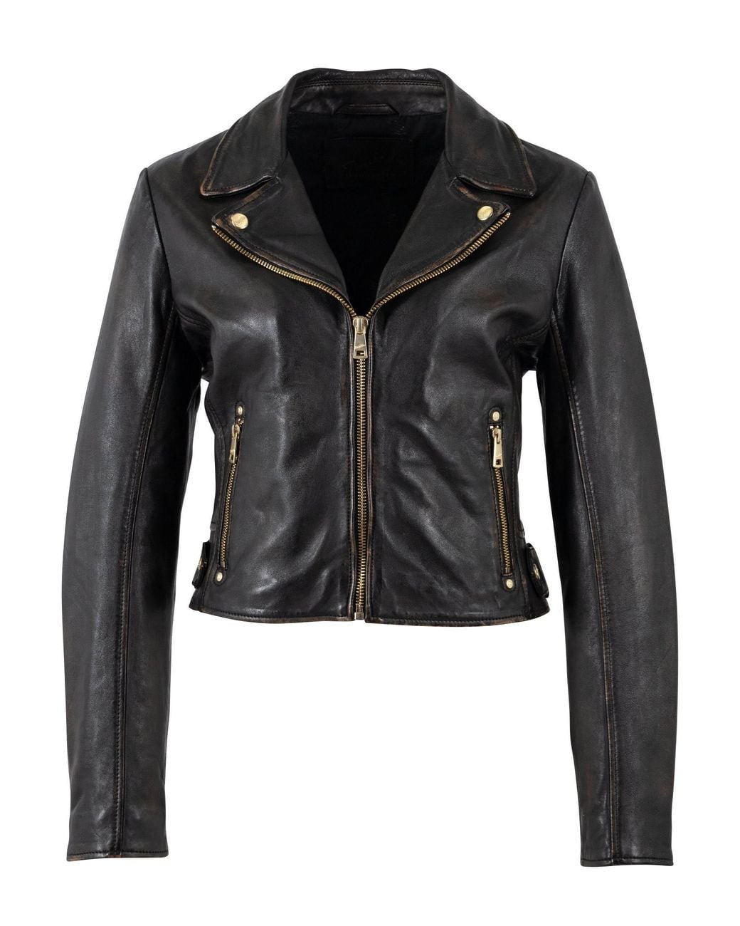 Mauritius Black Leather Biker Jacket With Hardware Hazie