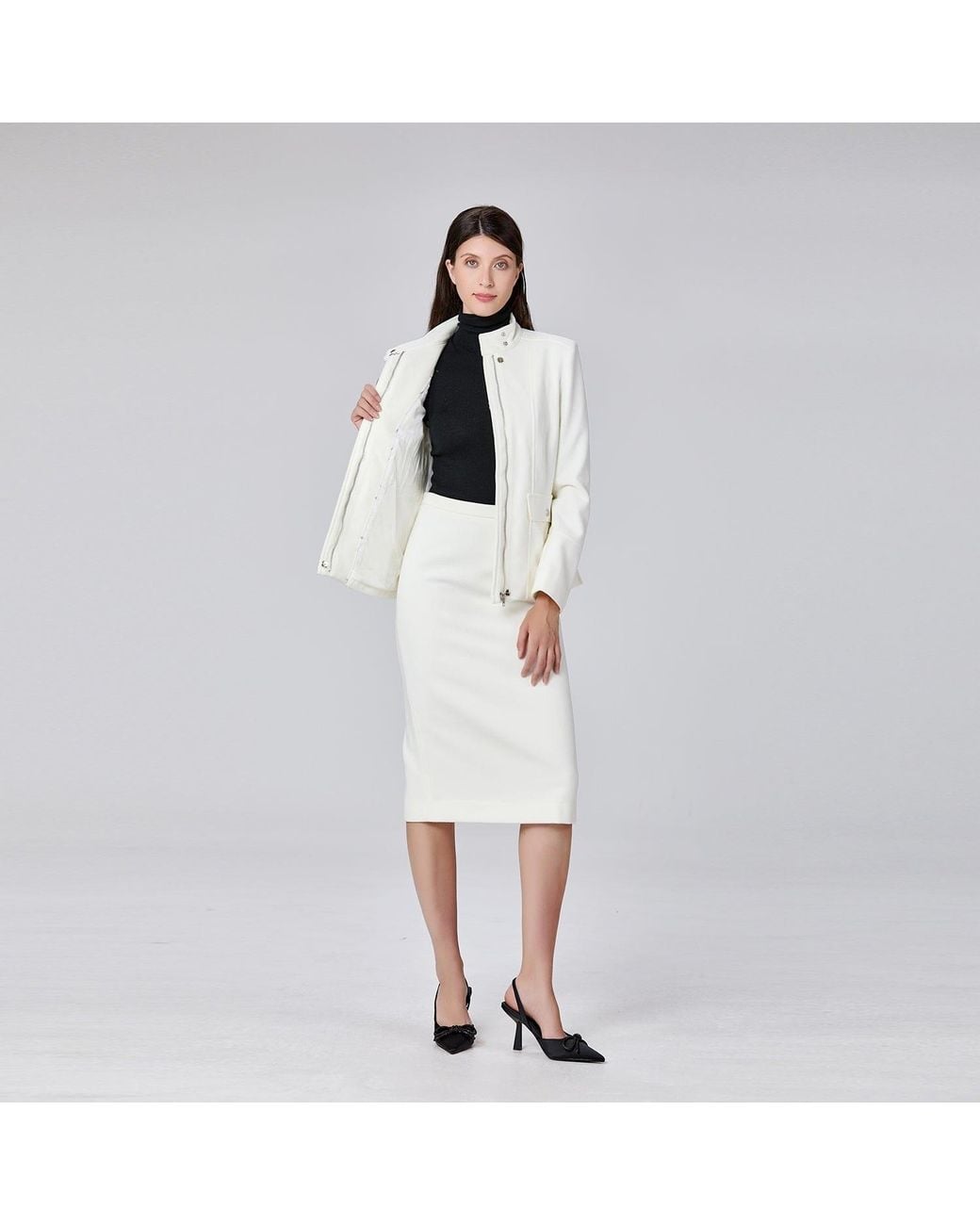 Smart and Joy Blue Straight Minimalist Skirt