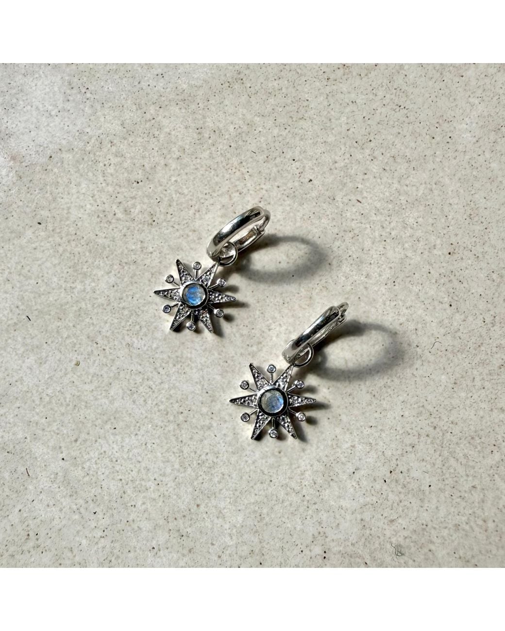 Zohreh White Limited Edition Diamond & Labradorite Star Earring Charm 9K