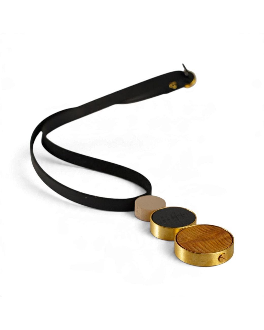 Svetlana Vukov Black Neutrals Wood& Triple Disc Necklace