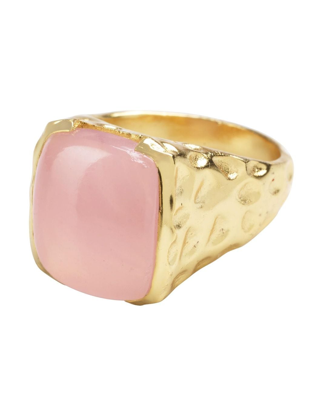 YAA YAA LONDON Yellow 'Happy' Rose Quartz Gemstone Ring