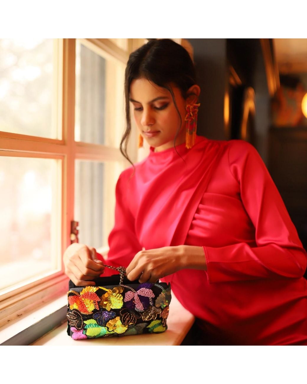 Simitri Black Neon Aurelia Clutch