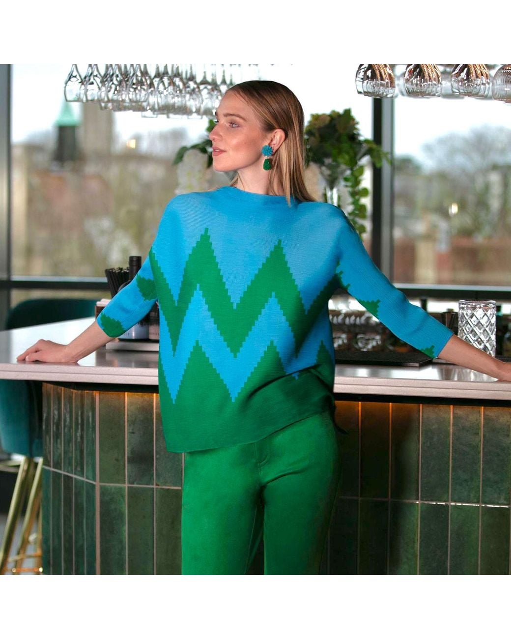 Beatrice von Tresckow Blue Zig Zag Jumper