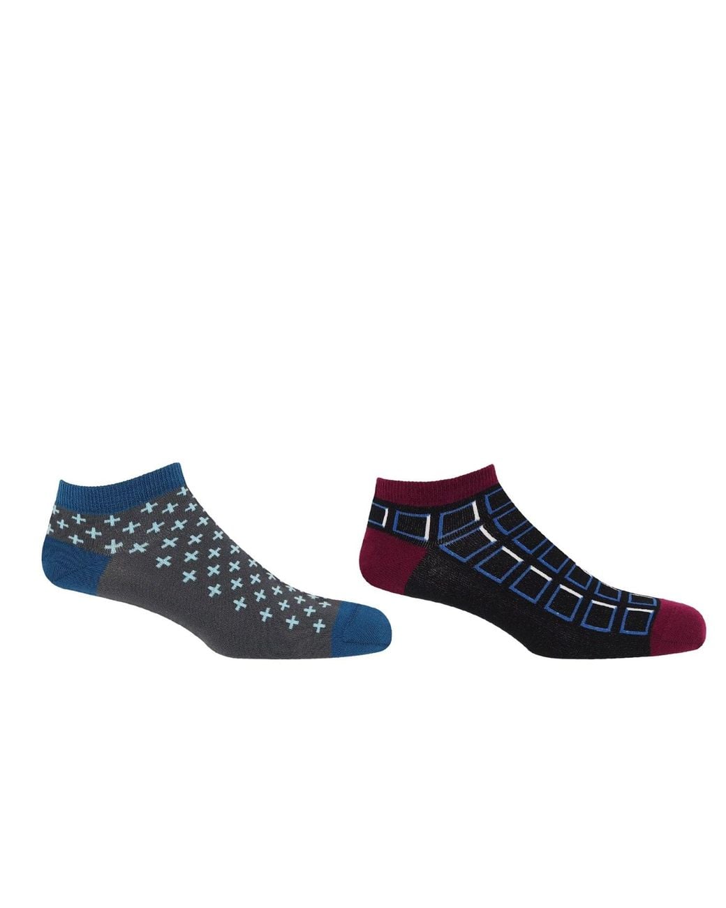 Peper Harow - Made in England Blue Crosslet & Cube Trainer Socks Bundle for men
