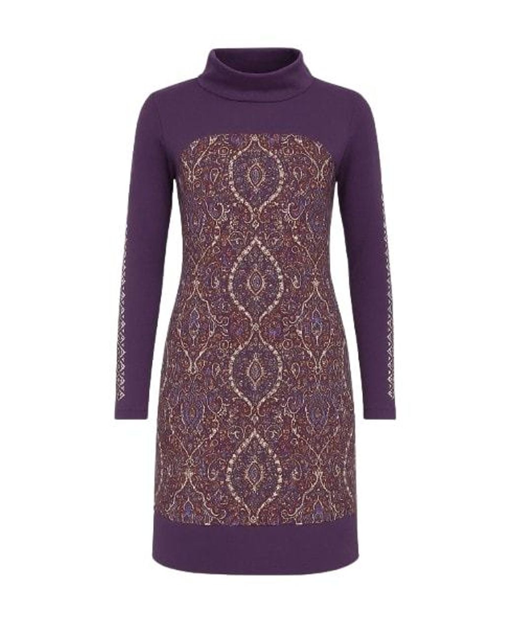 Conquista Purple Straight Print Mini Dress
