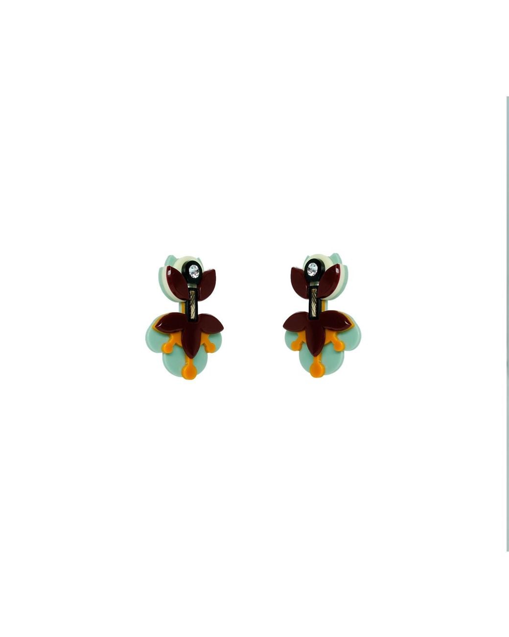 Gissa Bicalho Green Handmade Acrylic Earring Petunia Medium