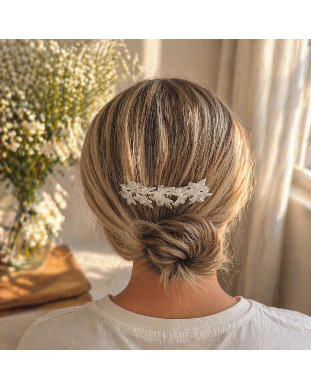 Nuvv Collection White Bride- Mother Of Pearl Hair Comb