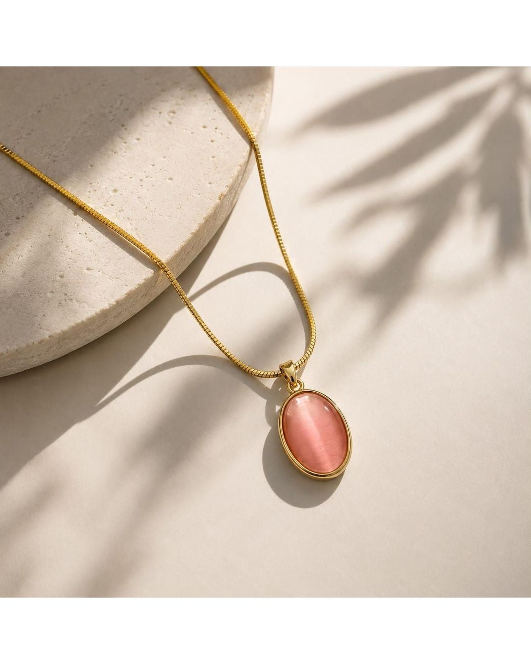 By Ozge Metallic Cat's Eye Plated Long Necklace