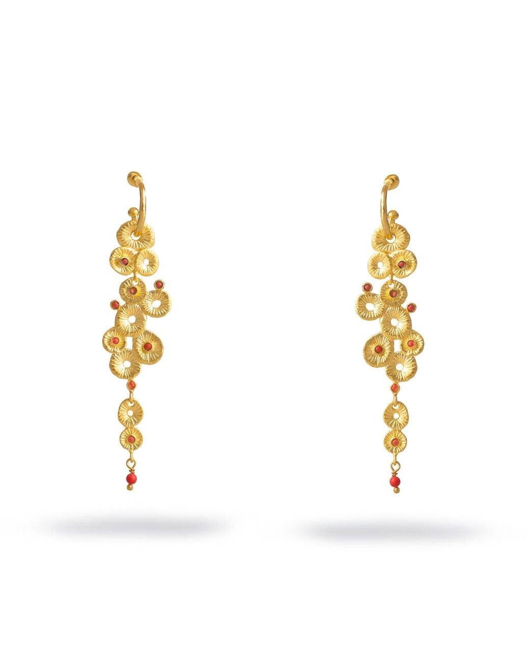 Ebru Jewelry Metallic Golden Aura Coral Dangle Earrings
