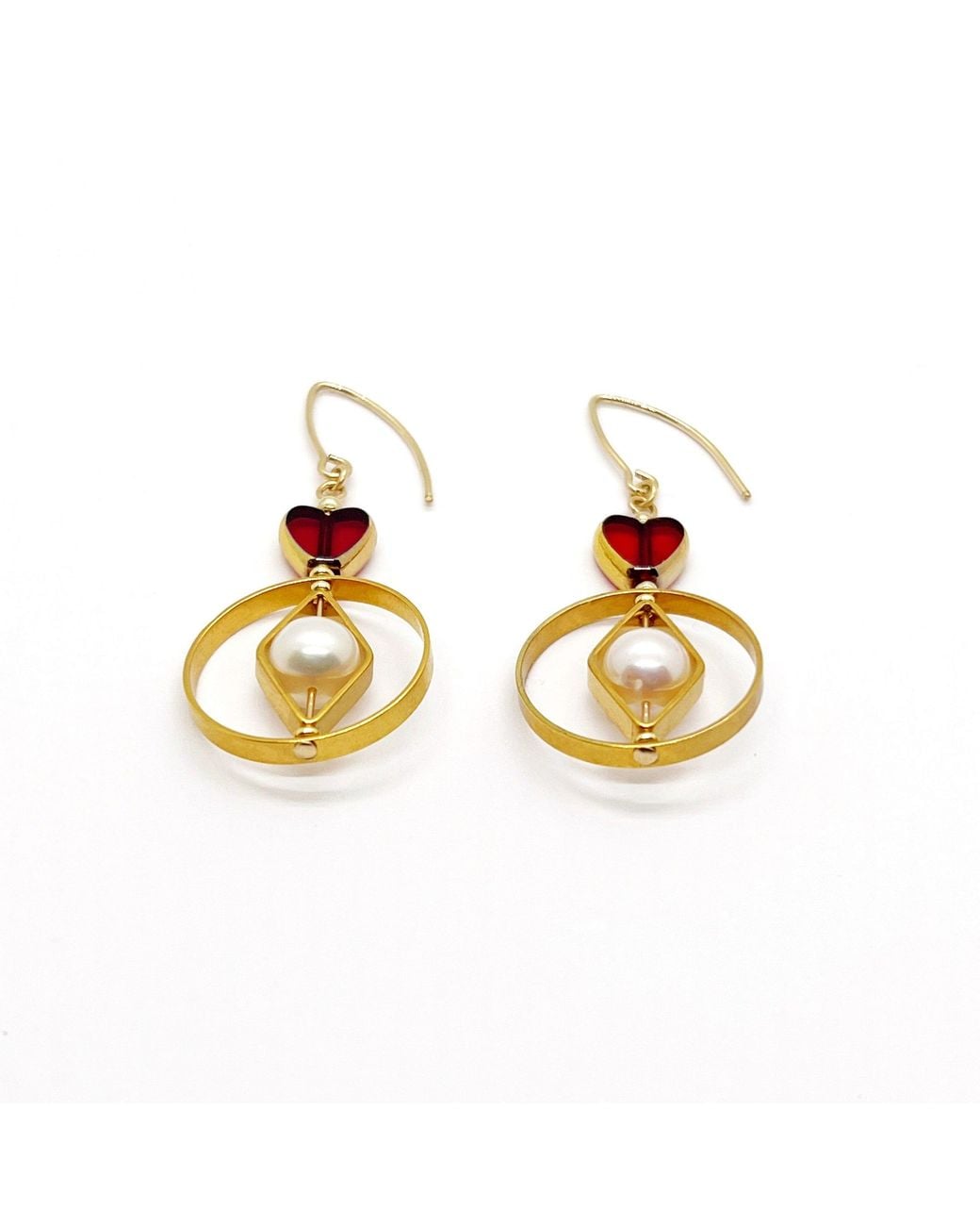 Aracheli Studio Metallic Geometric Heart X Pearl Earrings
