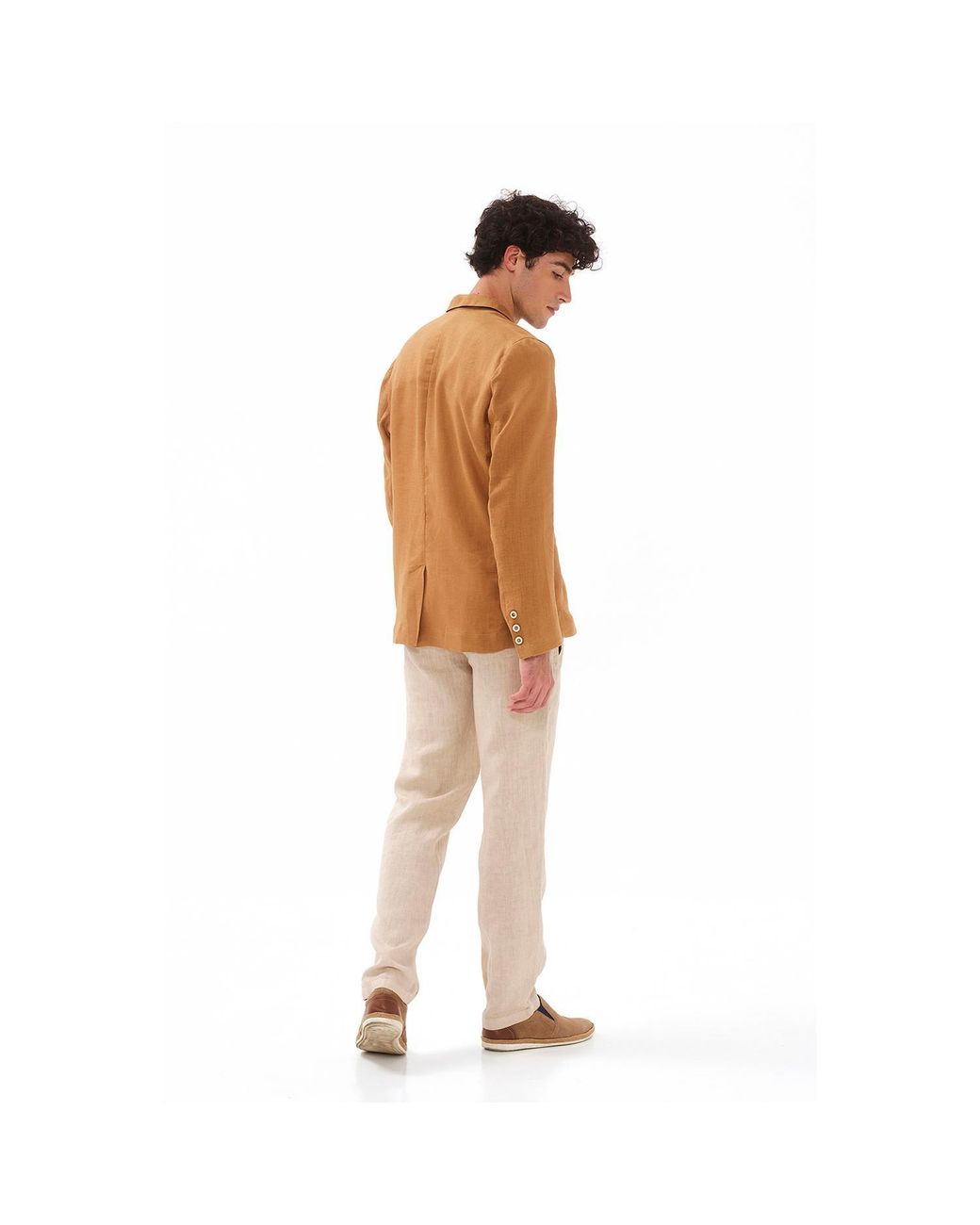 Haris Cotton Natural Neutrals Linen Pants With Elastic Waistband And Back Pockets Beach Sand for men