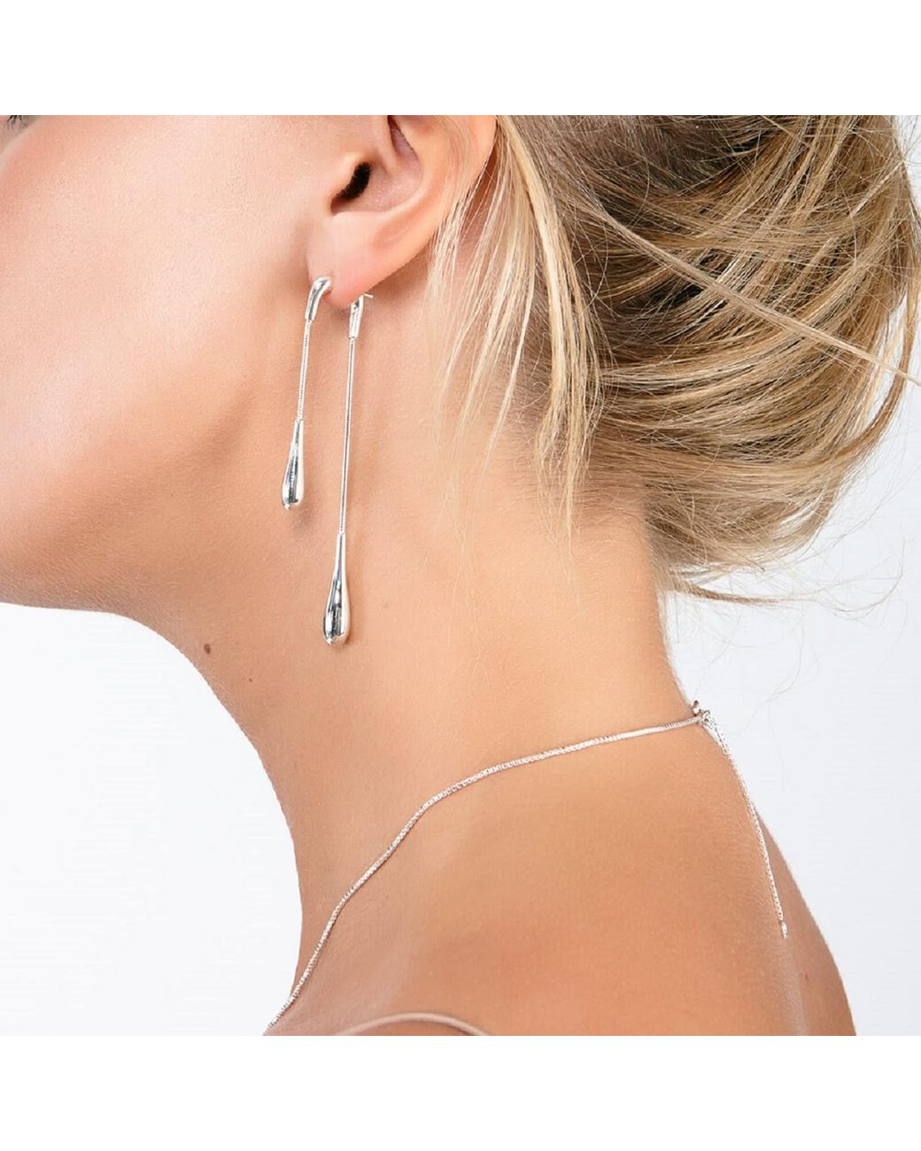 Lucy Quartermaine White Sterling Double Drop Earrings Front And Back