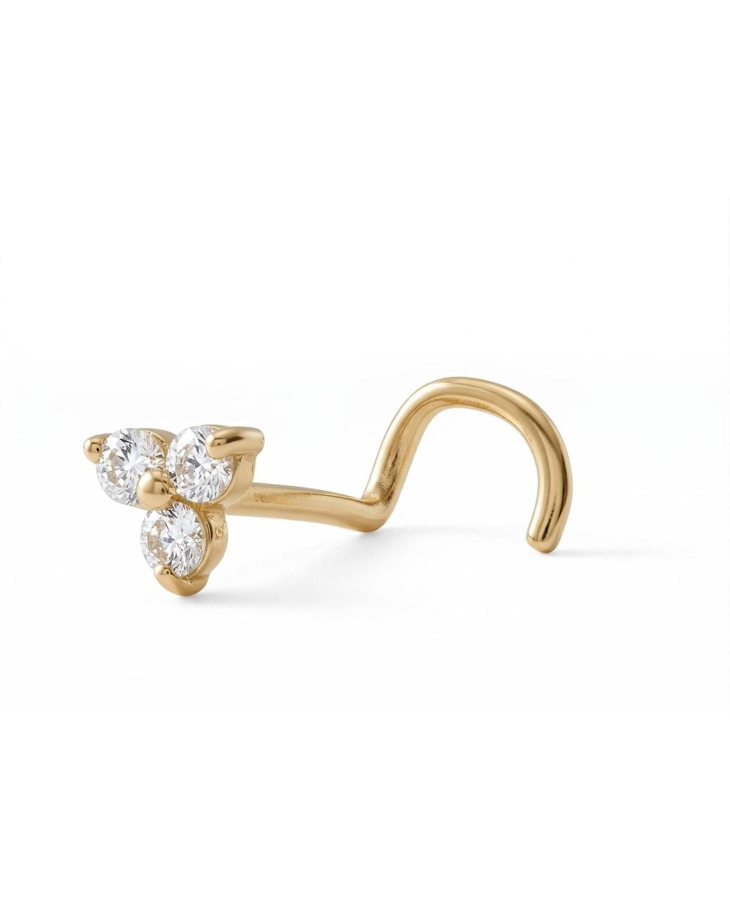 Zahav Jewelry Black 14K Solid 24G Trinity Cz Nose Stud