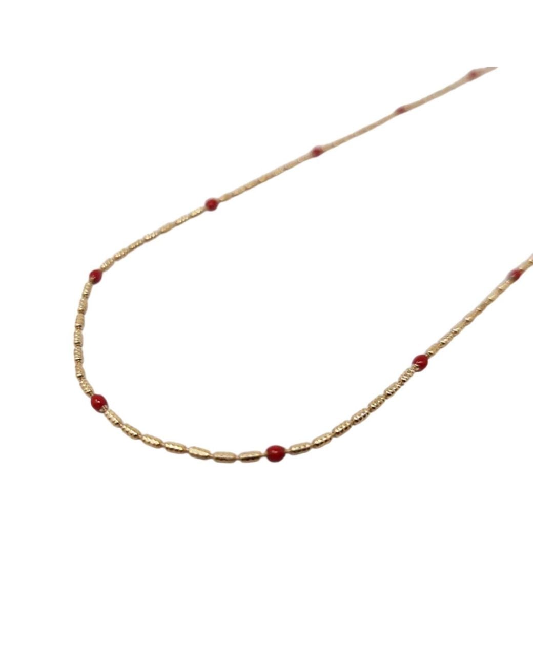 Sophelia Metallic Rouge Beaded Plated Fine Necklace