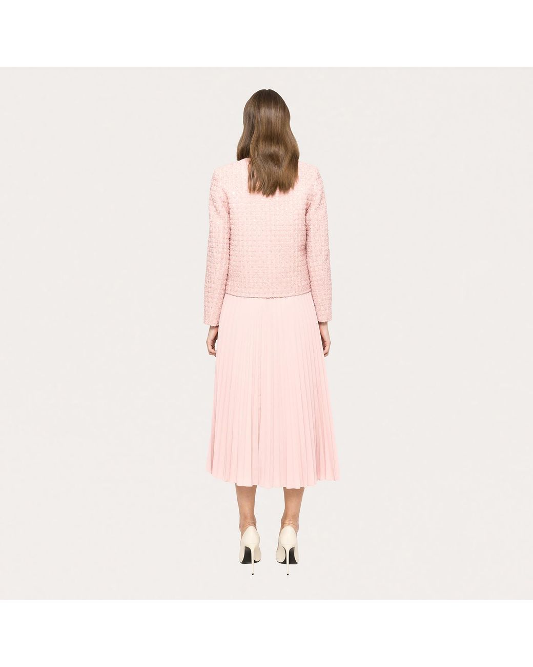 Nissa Pink Bouclé Suit Jacket