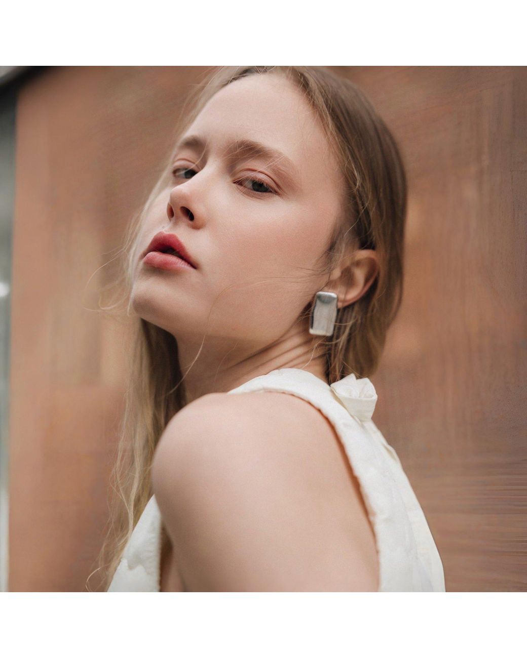 London Atelier Byproduct Metallic Rectangular Stud Earrings