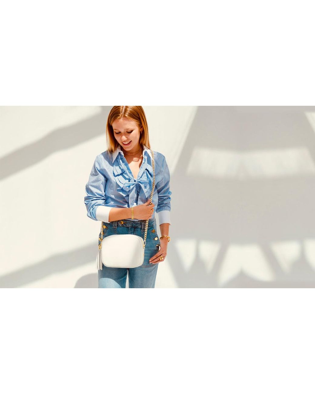 Apatchy London White The Tassel Leather Crossbody Bag