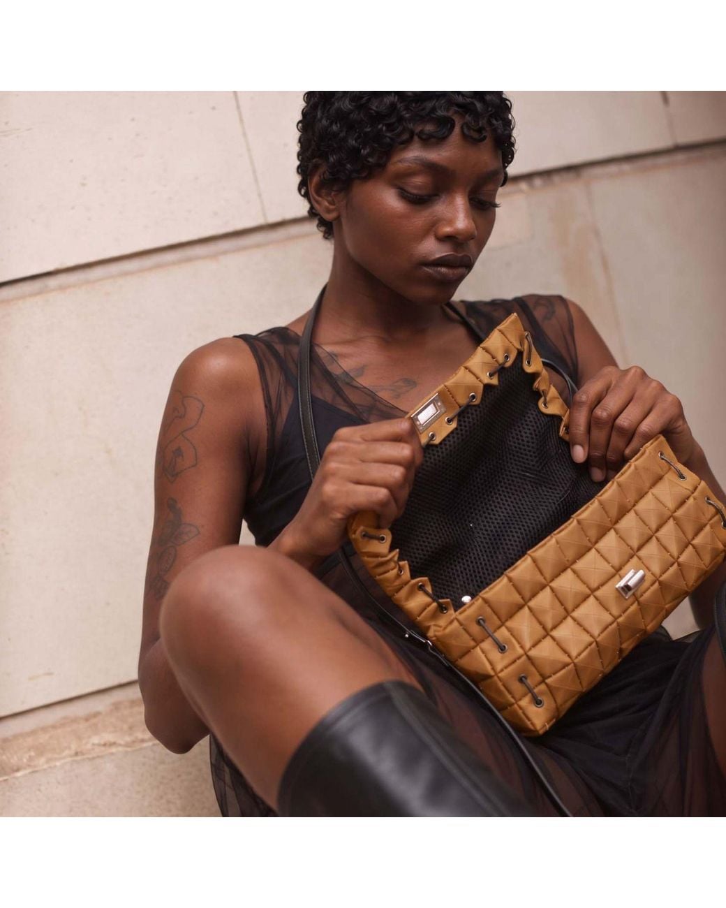 Monade Metallic Pouch Bag Matte Dune_