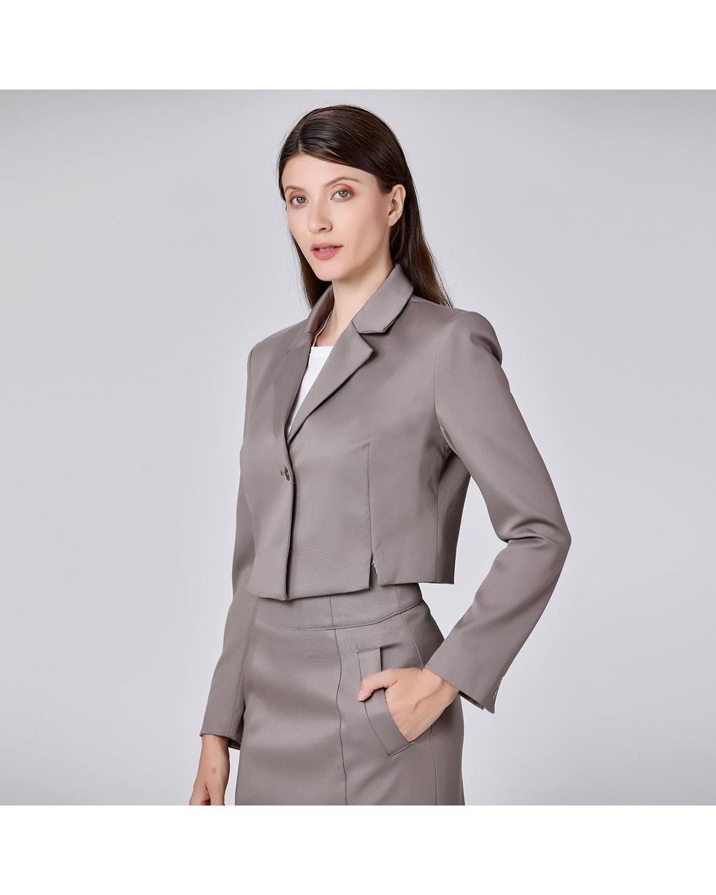 Smart and Joy Gray Crop Tailor Jacket