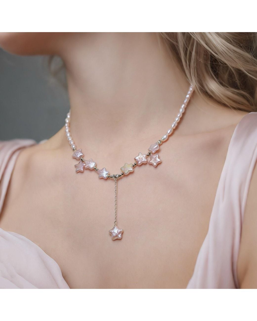 Ninemoo Pink Shooting Star Pearl Necklace