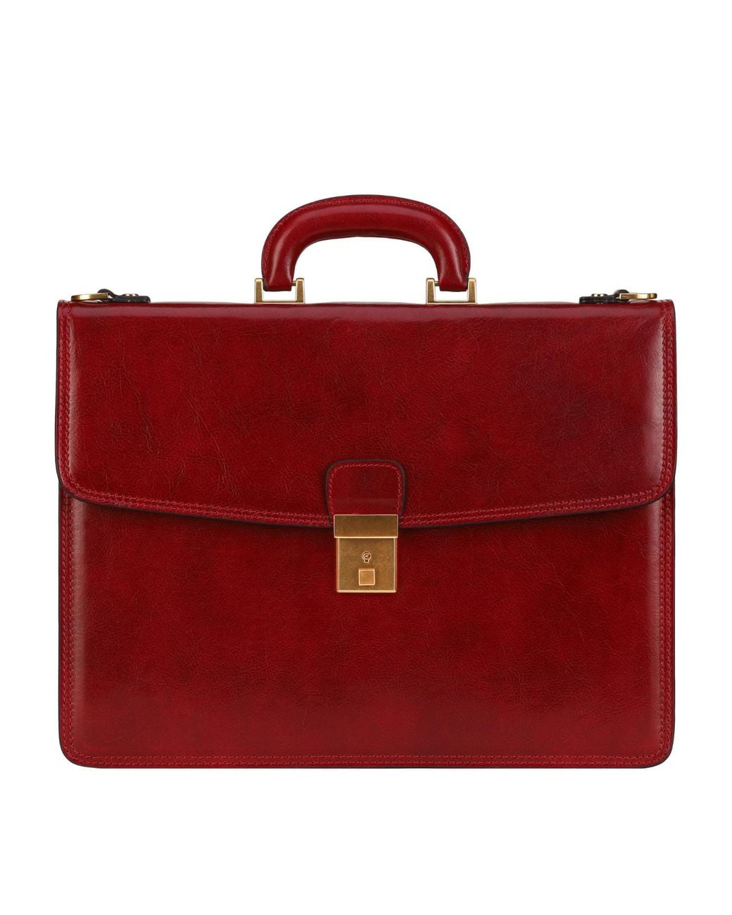 Time Resistance Red Leather Briefcase for men