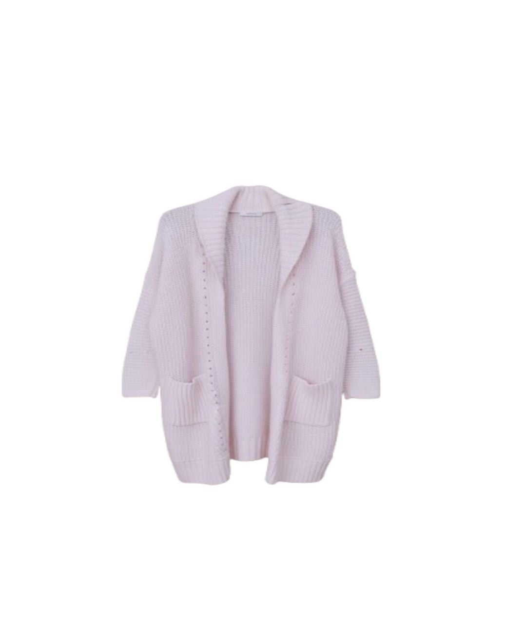 Saachi Purple Ribbed Knit Open Cardigan Sweater