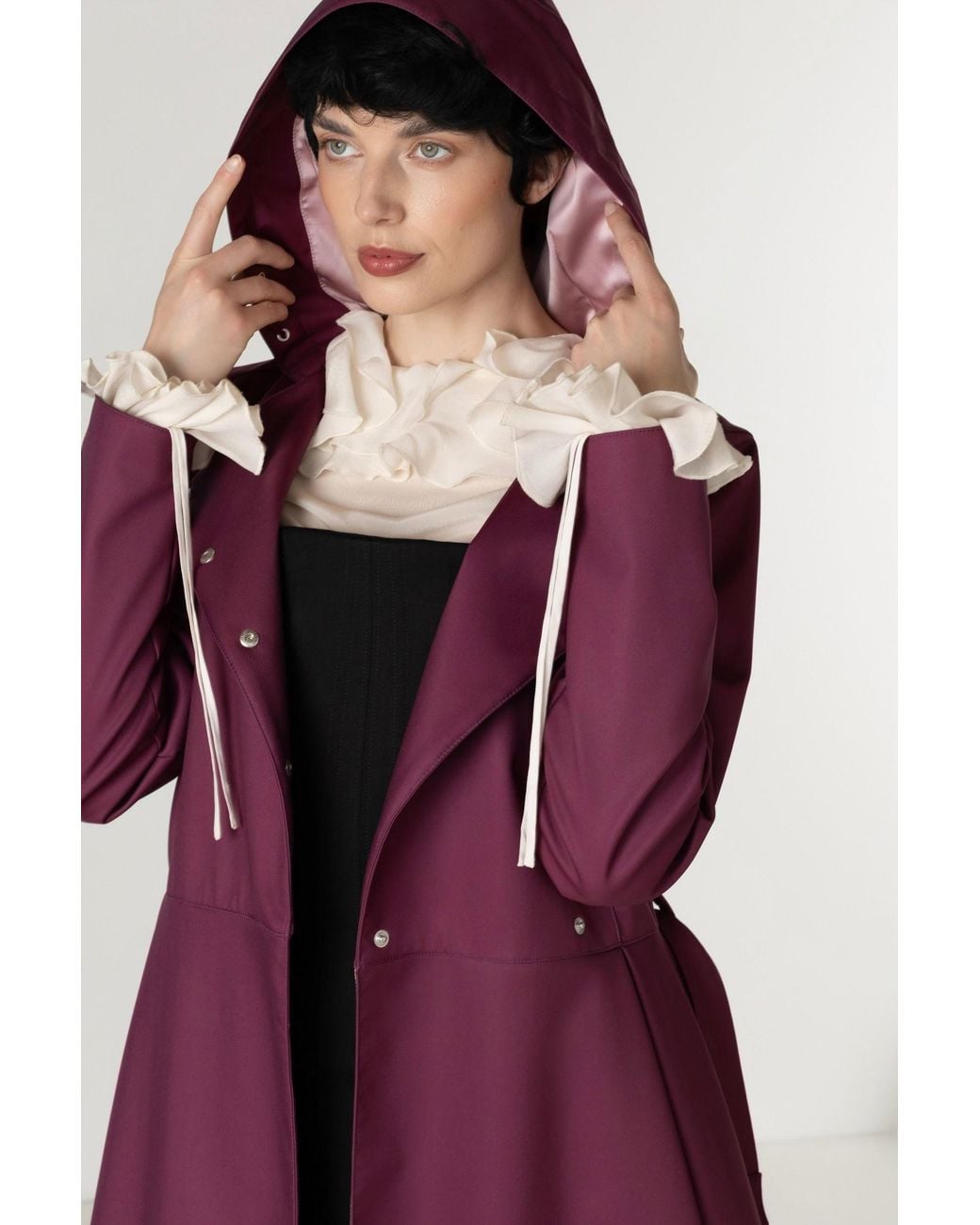 RainSisters Purple Double Breasted Trench Coat