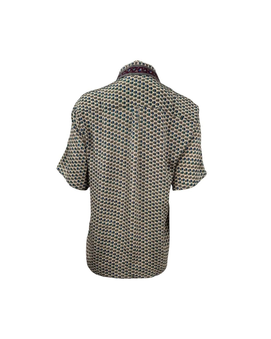 Monzlapur New York Gray Embossed Botanic Short Sleeve Crepe Shirt for men
