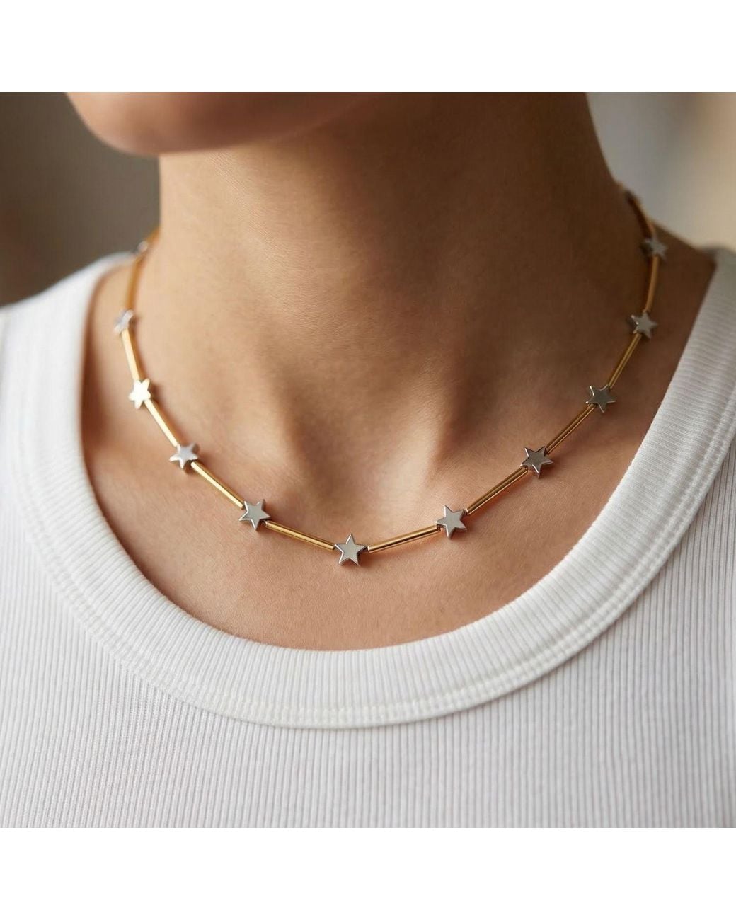 Jaredjamin Metallic Starlight Plated Hematite Necklace