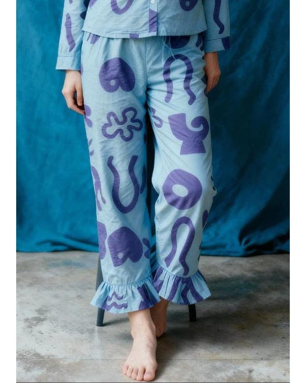 Wild Clouds Blue Organic Cotton Pyjama Bottoms