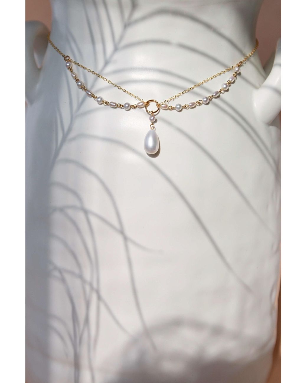 Katy Faye Metallic Aurelia Pearl Necklace