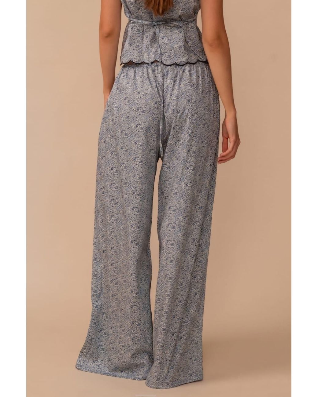 Montce Blue Petite Fleur Drawstring Wide-Leg Pant