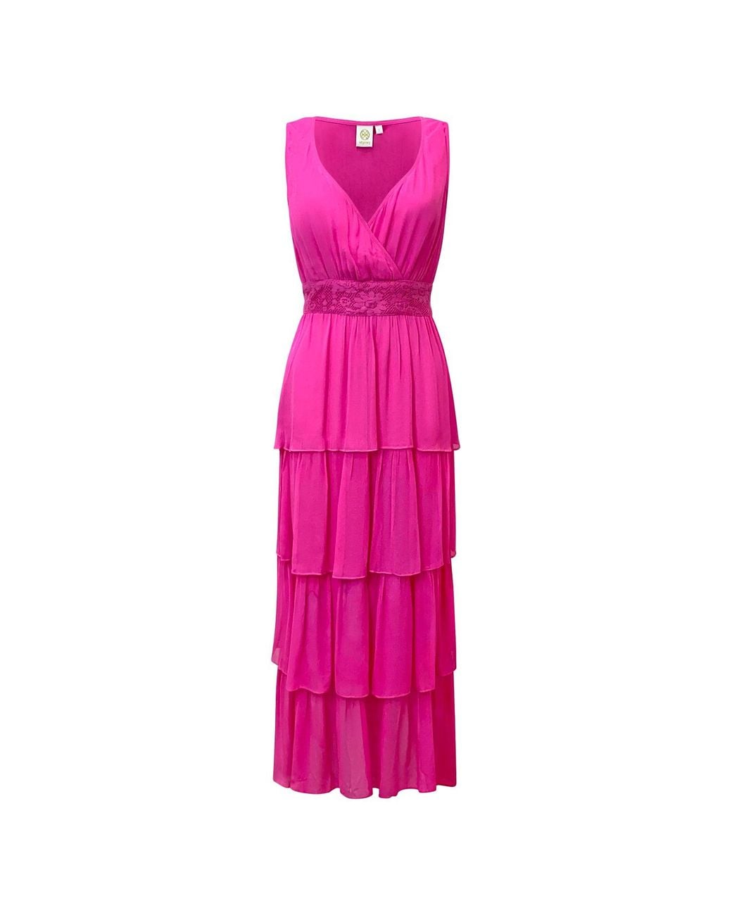 Why Mary Pink Hot Layered Maxi Dress