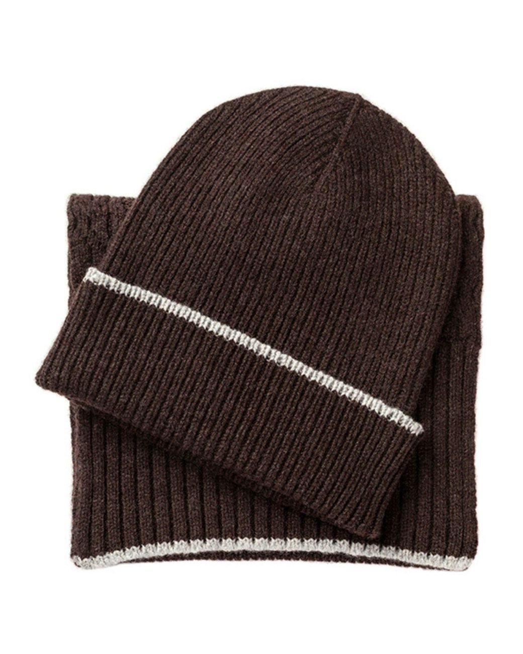 Kinalba Brown Gents Cocoa Mid-Weight Ribbed Cashmere Beanie Hat for men