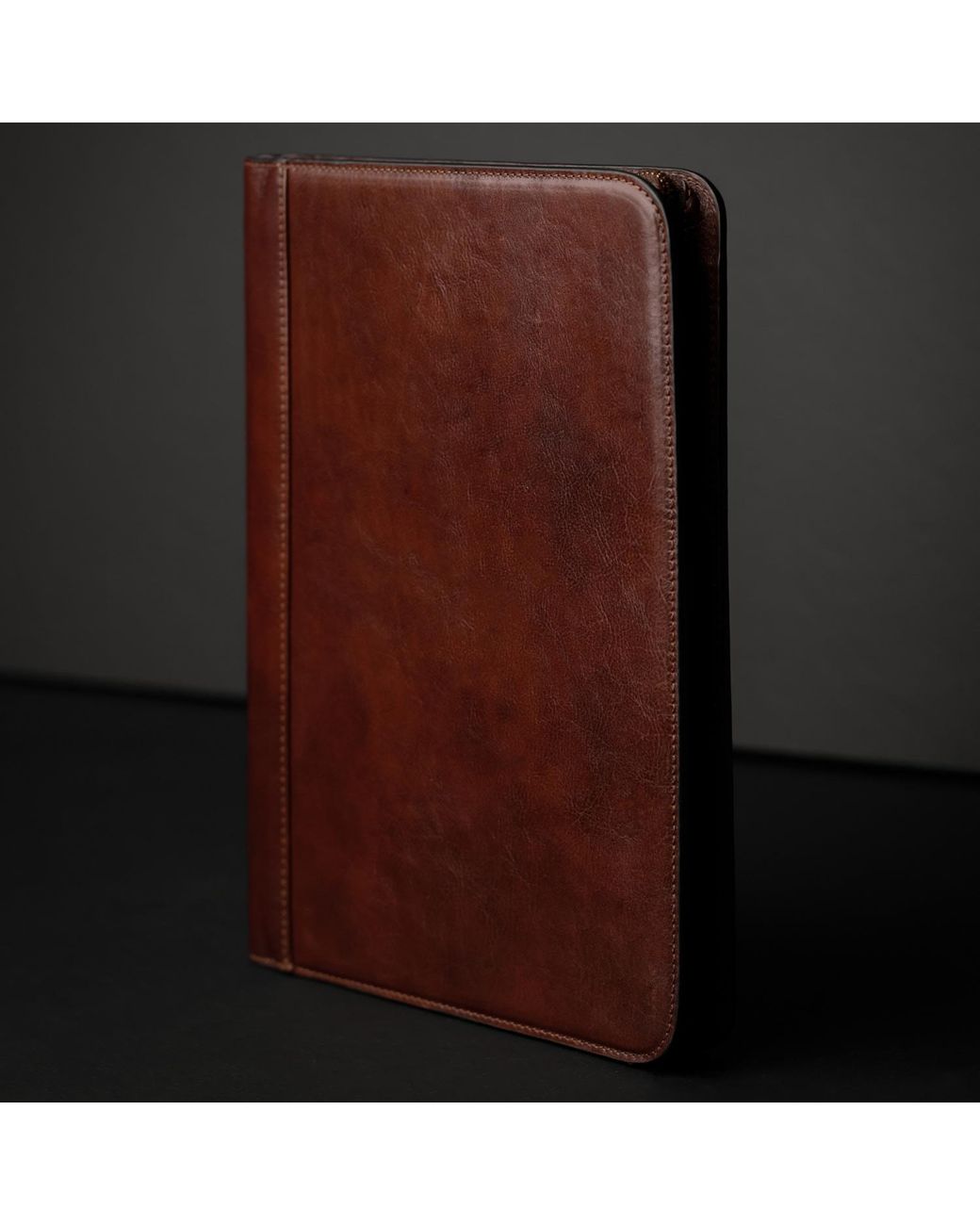 Time Resistance Brown Leather Documents Folder Organizer