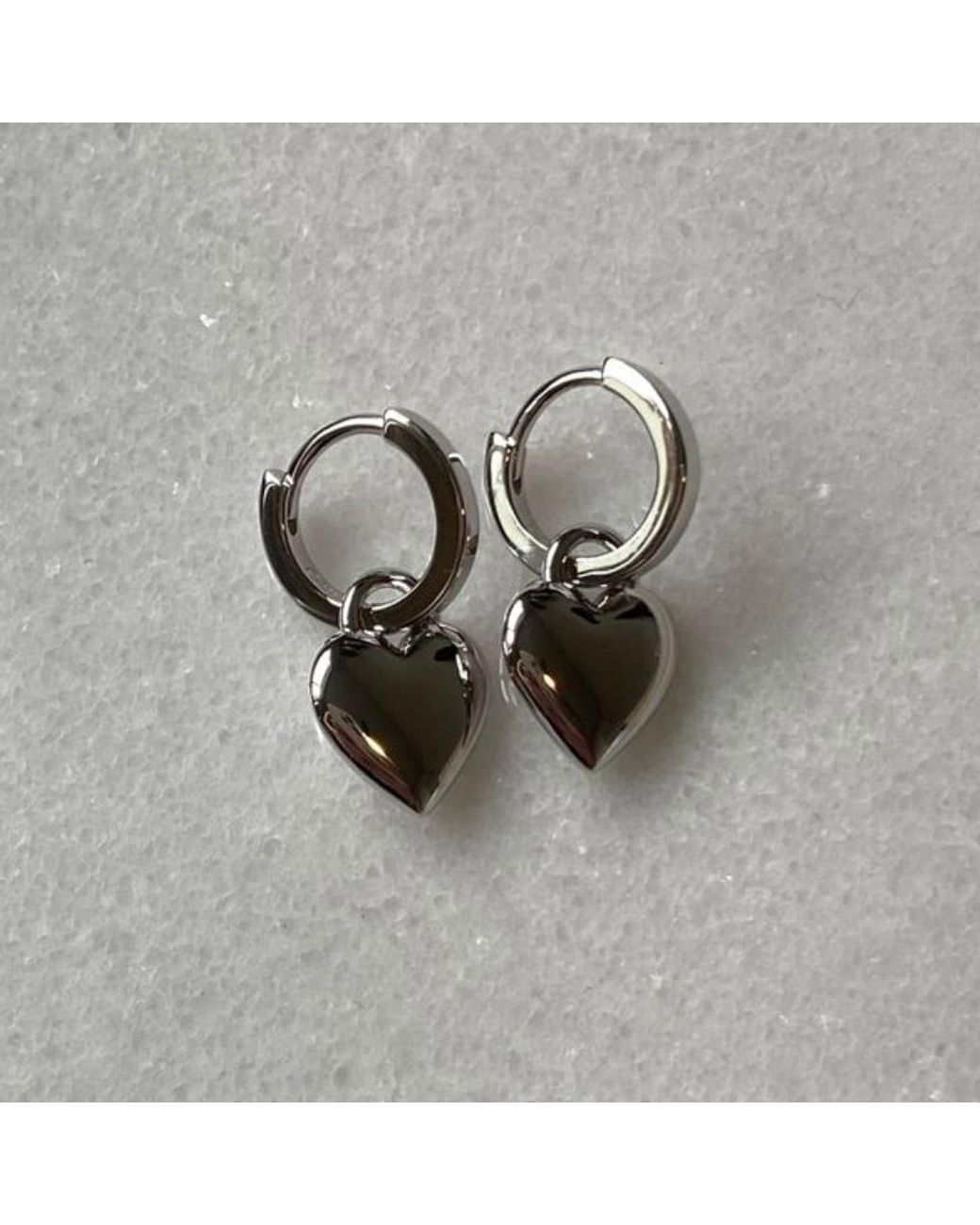 Cier Metallic Huggie Heart Drop Earrings